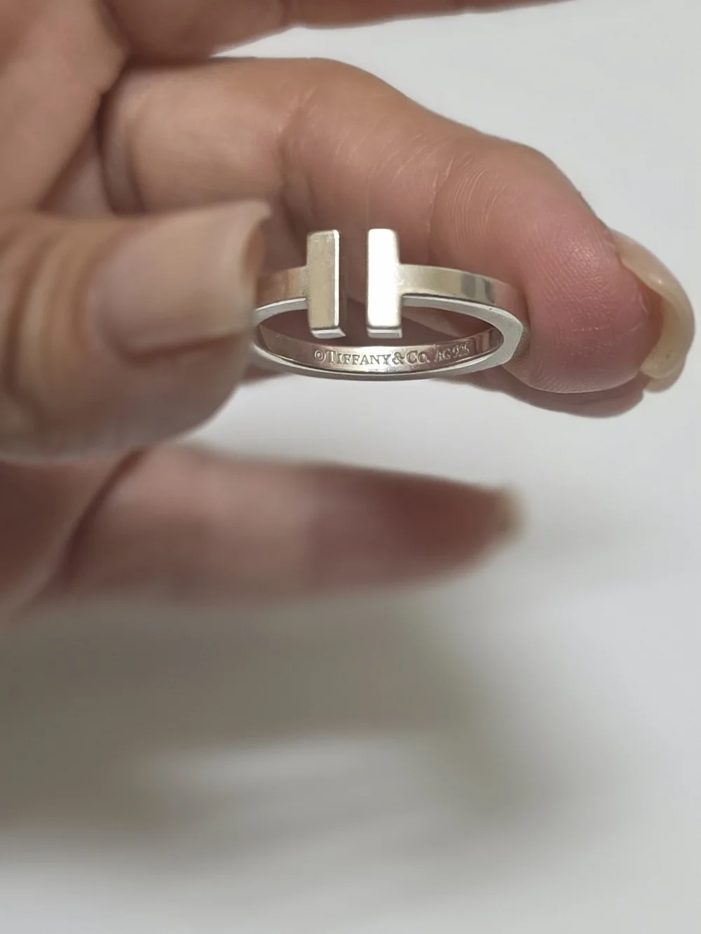 Tiffany & Co. Sterling Silver Open Double T Bar Ring
